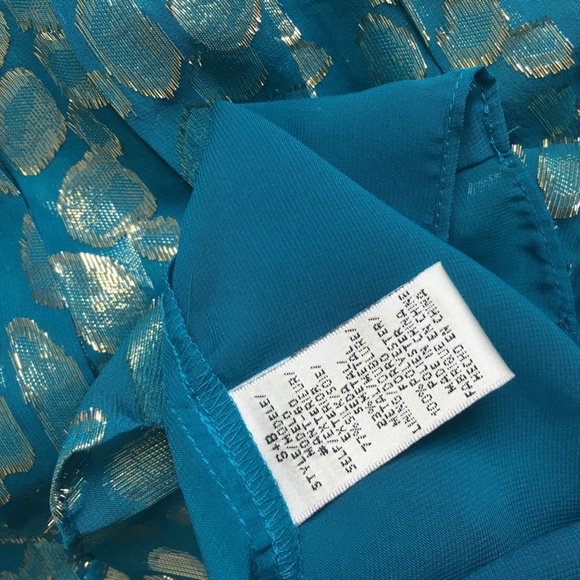 Anthropologie Turquoise + Gold Shift Dress - Picture 8 of 8